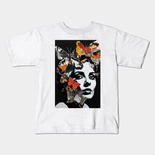 Girl with Butterflies - Beautiful Art Print, T-Shirts, and More Kids T-Shirt